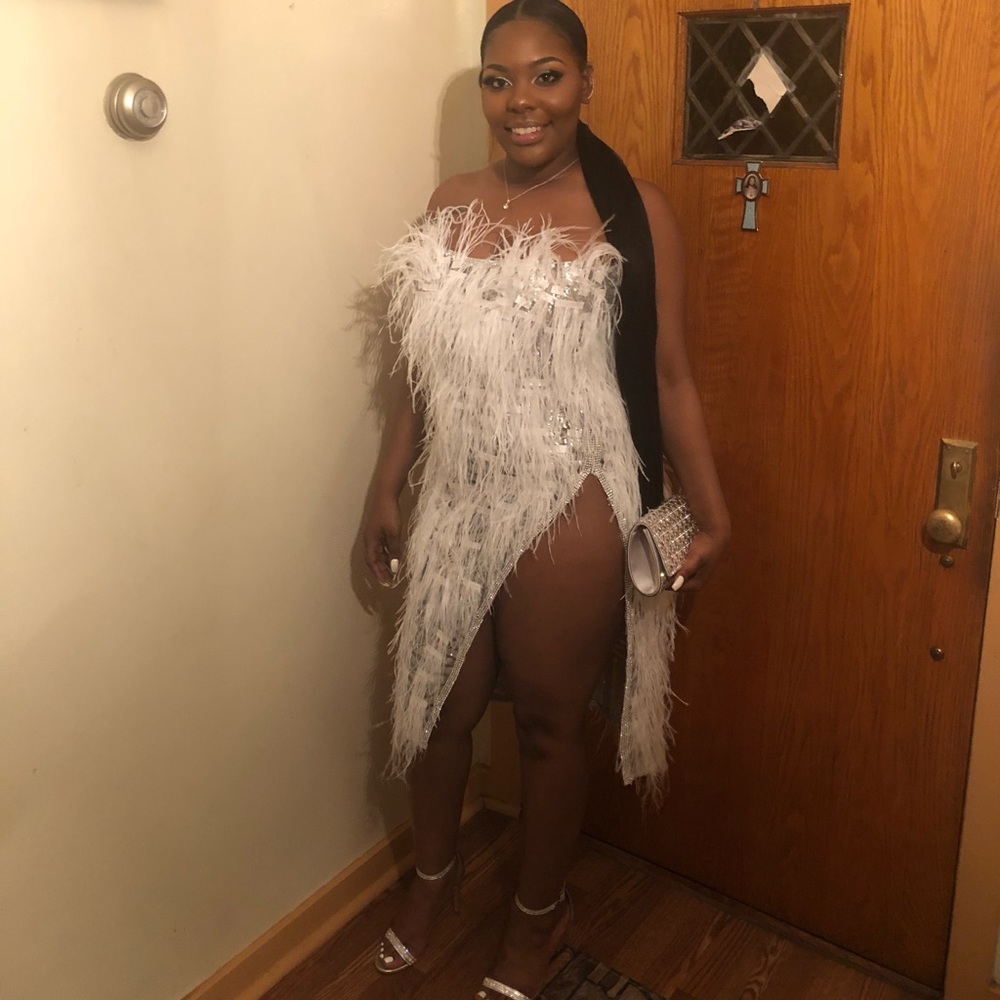 Custom made white feather dress!